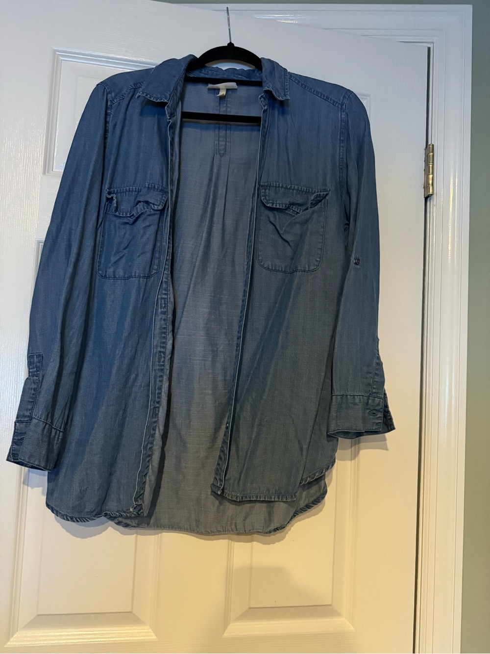 Light Denim Button-Up Shirt Jacket - Blue